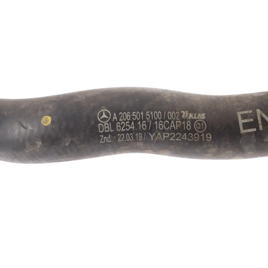 M254 Petrol Engine Coolant Hose Pipe Line Tube to Mercedes W206 with Part number A2065015100 Mercedes W206 M254 Petrol Engine Coolant Hose Pipe Line Tube - SKU A2065015100 - Part number A2065015100