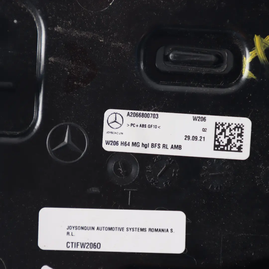 W236 Centre Console Armrest Trim Panel Cover to Mercedes W206 with Part number A2066800703 Mercedes W206 W236 Centre Console Armrest Trim Panel Cover - SKU RHD-A2066800703 - Part number A2066800703