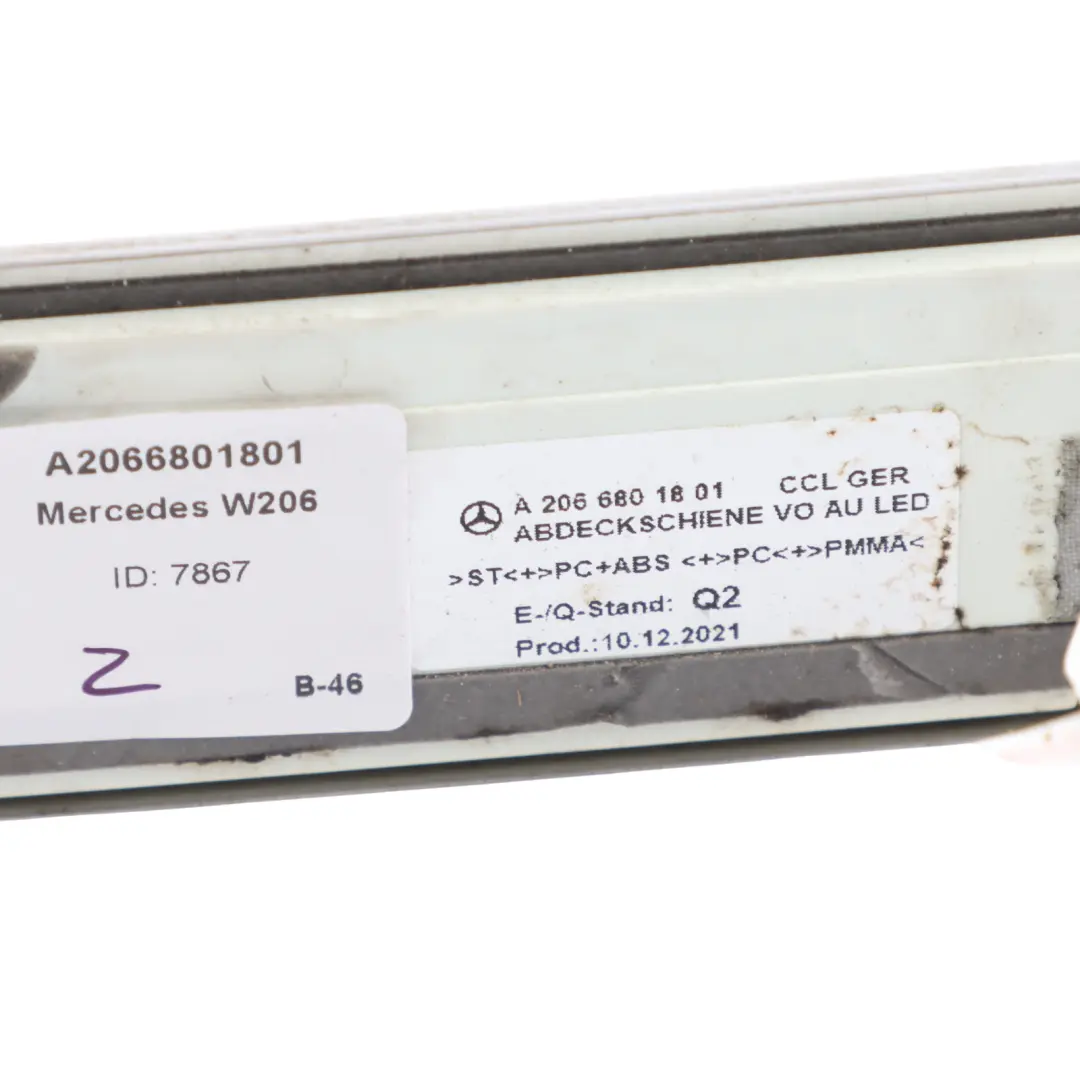 Mercedes W206 Joint D'Étanchéité D'Entrée Avant Droit - SKU A2066801801 - Numéro de pièce A2066801801