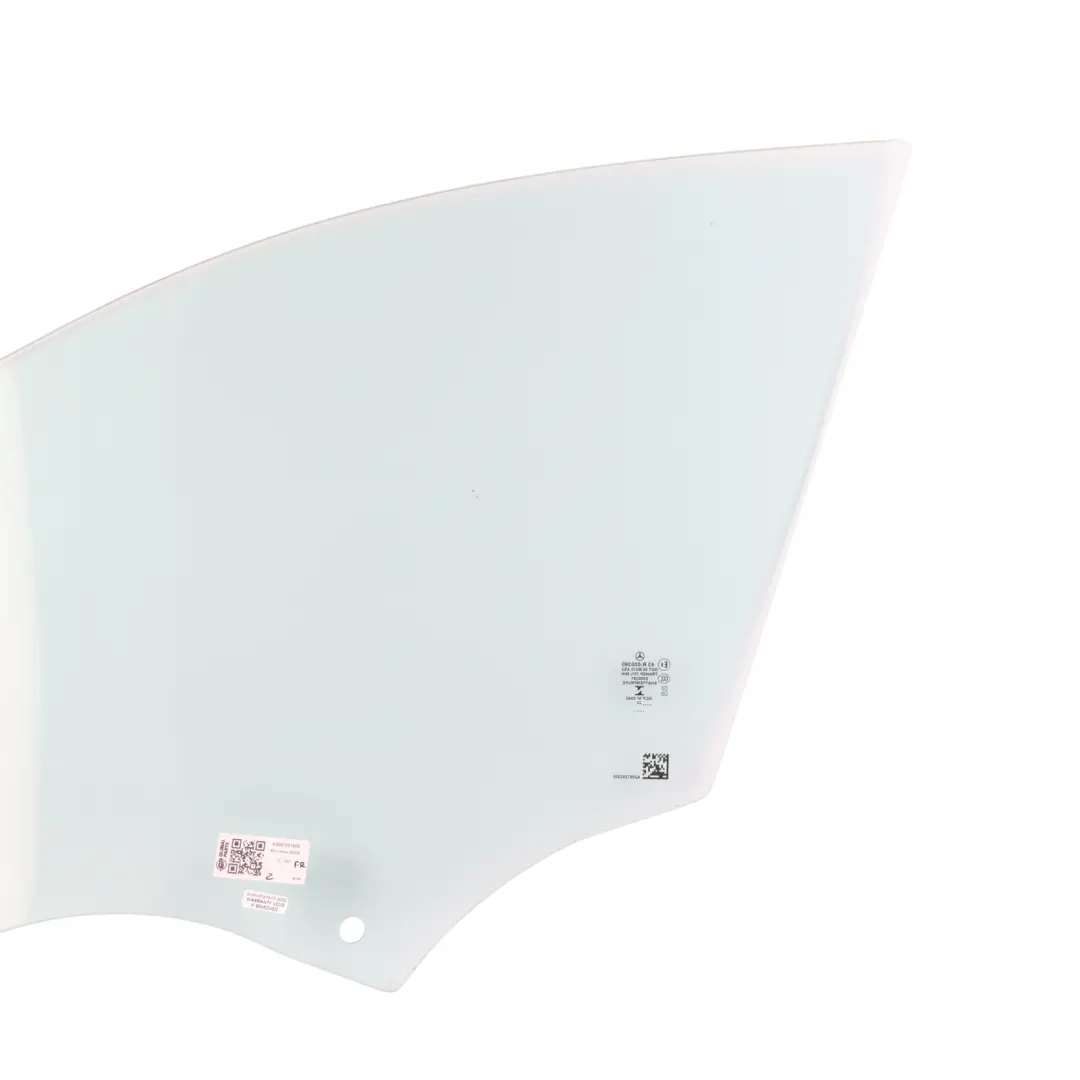 Front Right O/S Window Glass Green AS2 to Mercedes W206 with Part number A2067253200 Mercedes W206 Front Right O/S Window Glass Green AS2 - SKU A2067253200 - Part number A2067253200