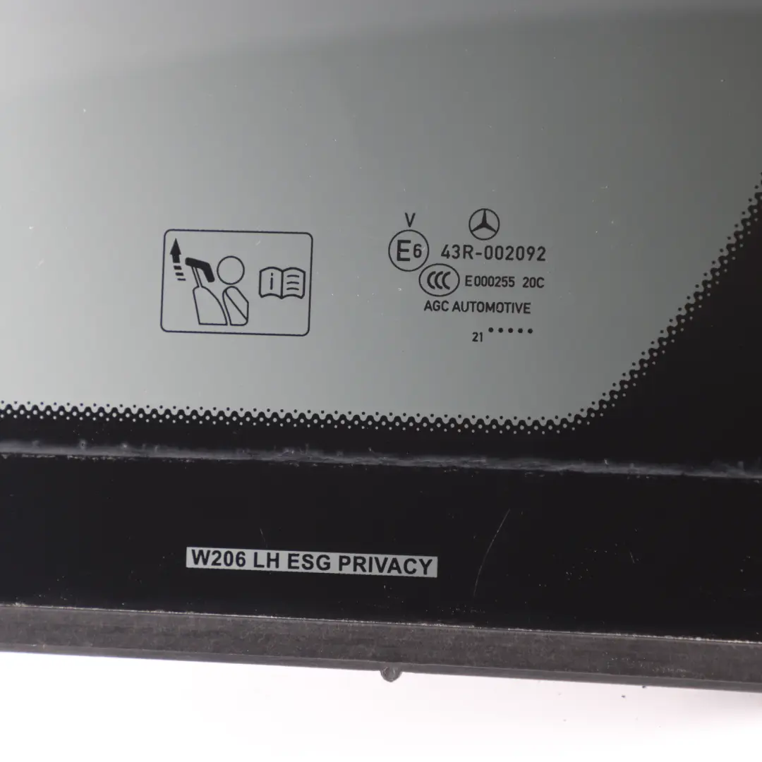 Mercedes W206 Rear Window Quarter Glass Tinted ESG Left N/S - SKU A2067303700 - Part number A2067303700