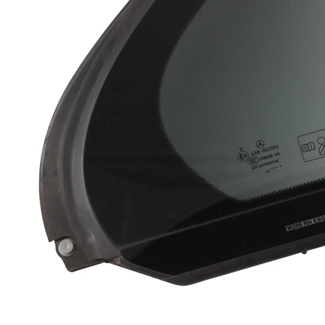 Window Quarter Glass Tinted ESG Right O/S to Mercedes W206 Rear with Part number A2067303800 Mercedes W206 Rear Window Quarter Glass Tinted ESG Right O/S - SKU A2067303800 - Part number A2067303800