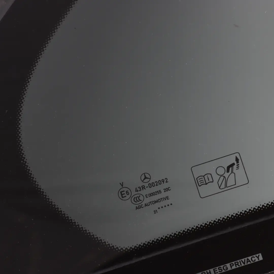 Window Quarter Glass Tinted ESG Right O/S to Mercedes W206 Rear with Part number A2067303800 Mercedes W206 Rear Window Quarter Glass Tinted ESG Right O/S - SKU A2067303800 - Part number A2067303800