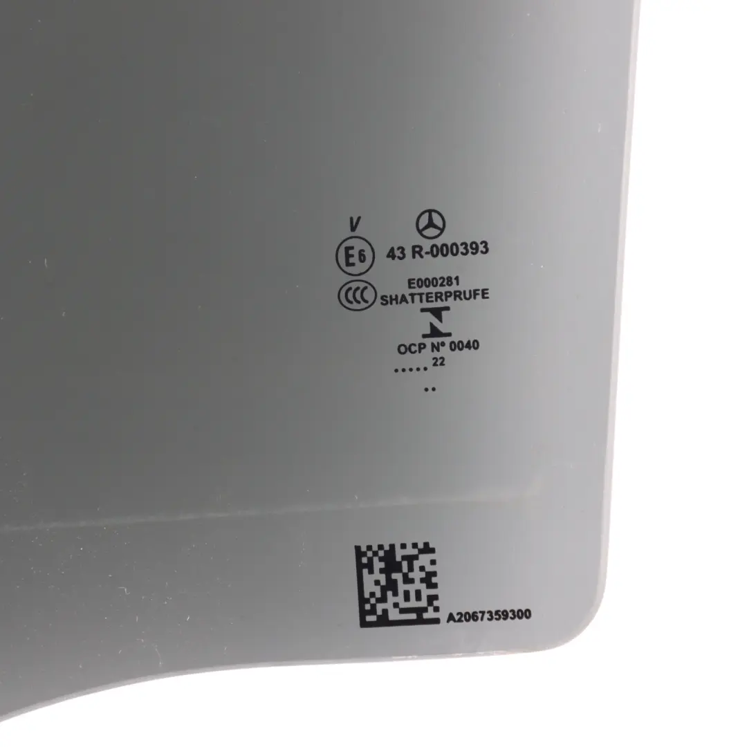 Door Window Glass AS3 Tinted Rear Left N/S to Mercedes W206 with Part number A2067351900 Mercedes W206 Door Window Glass AS3 Tinted Rear Left N/S - SKU A2067351900 - Part number A2067351900