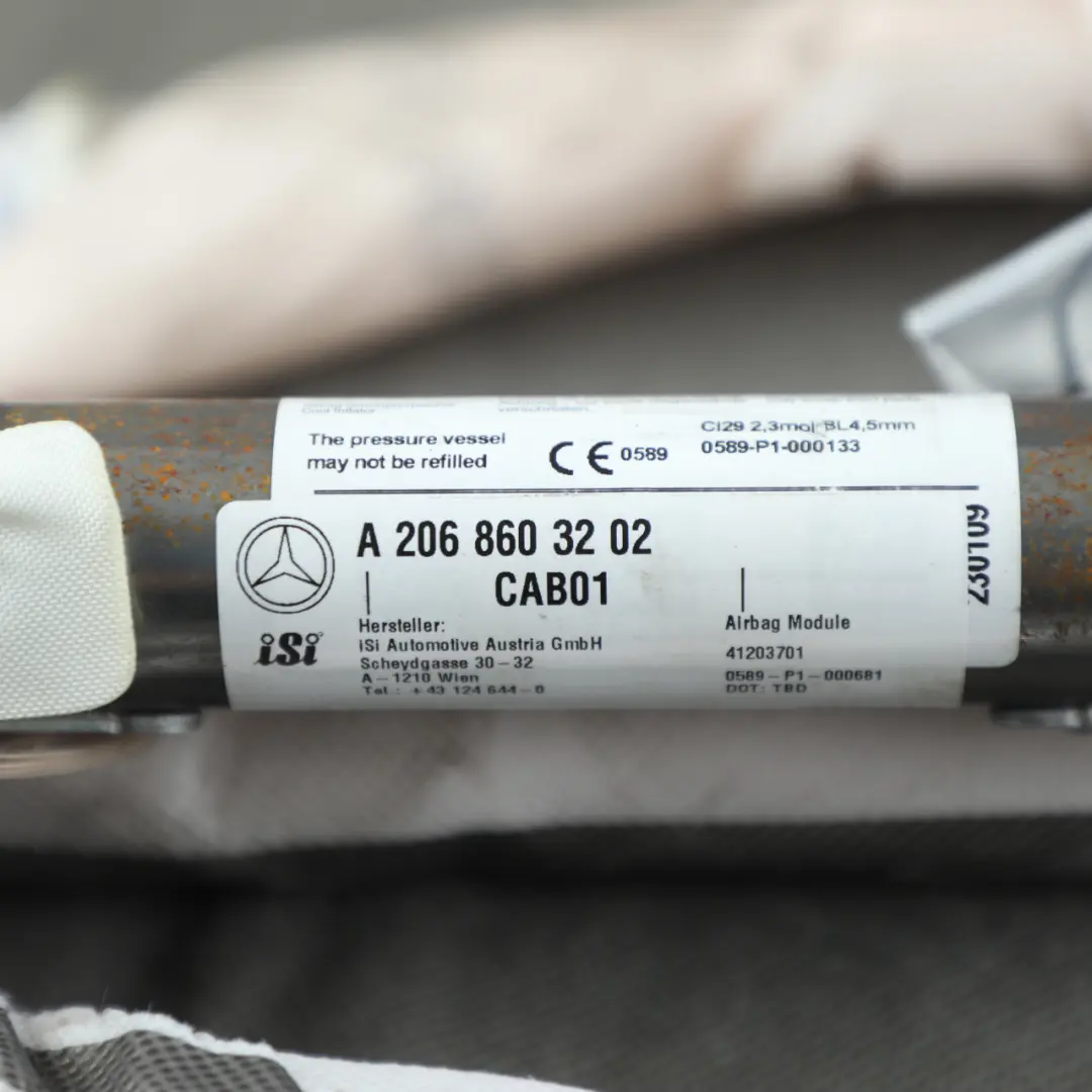 Module Headliner Roof Curtain Left N/S to Mercedes W206 Air with Part number A2068603202 Mercedes W206 Air Module Headliner Roof Curtain Left N/S - SKU A2068603202 - Part number A2068603202