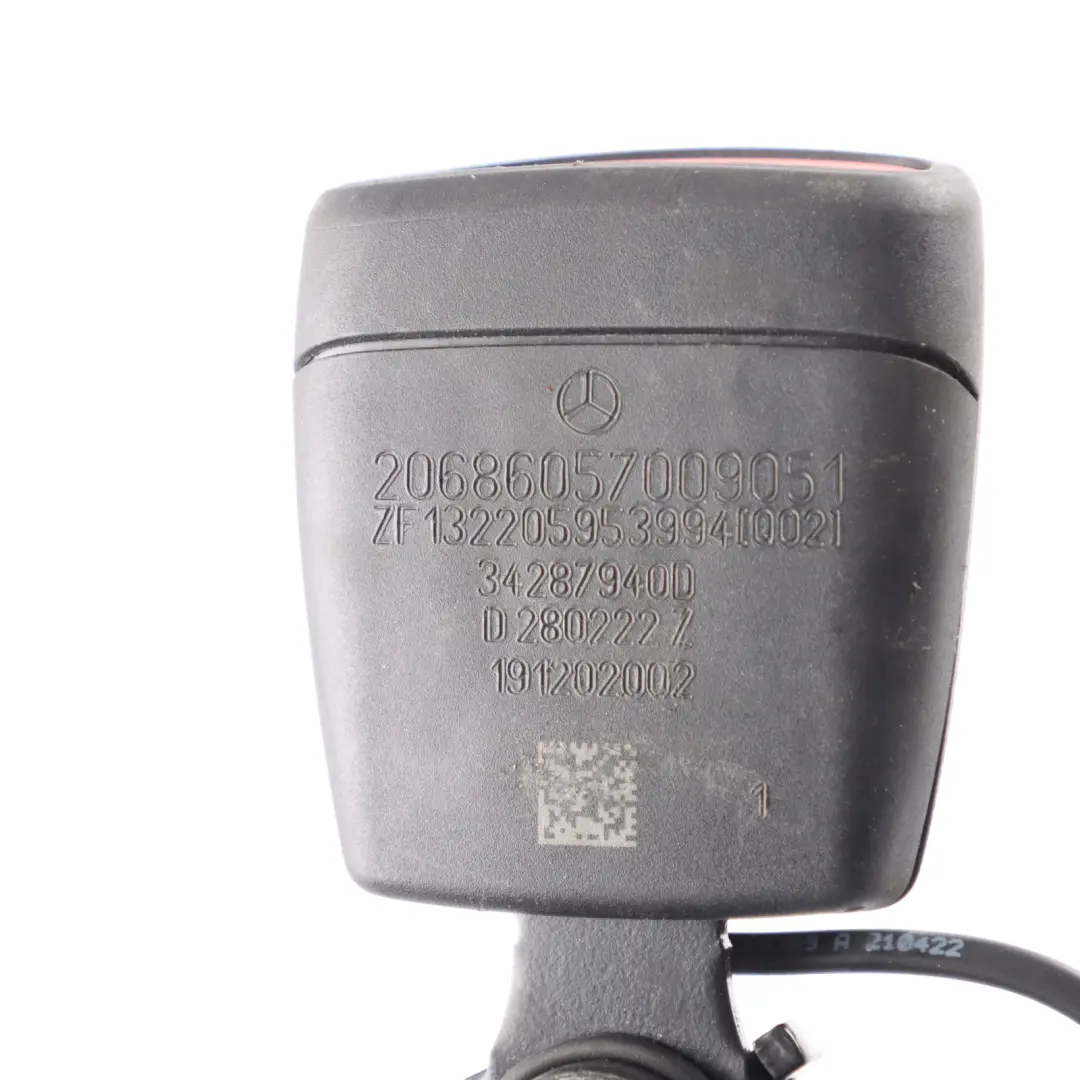 Belt Clip Latch Catch Buckle Left N/S to Mercedes W206 Rear Seat with Part number A2068605700 Mercedes W206 Rear Seat Belt Clip Latch Catch Buckle Left N/S - SKU A2068605700 - Part number A2068605700