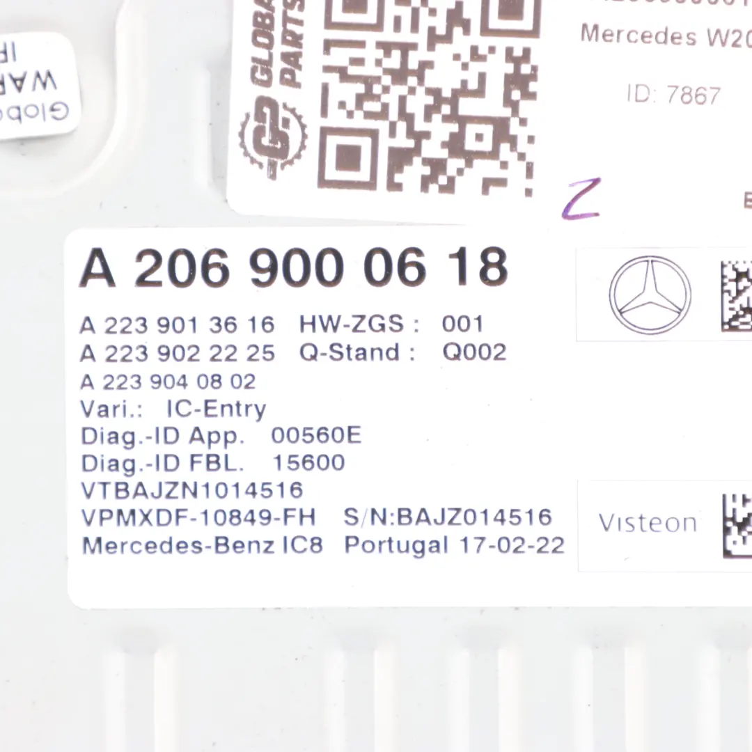 Speedo Meter Module Control Unit ECU to Mercedes W206 with Part number A2069000618 Mercedes W206 Speedo Meter Module Control Unit ECU - SKU A2069000618 - Part number A2069000618