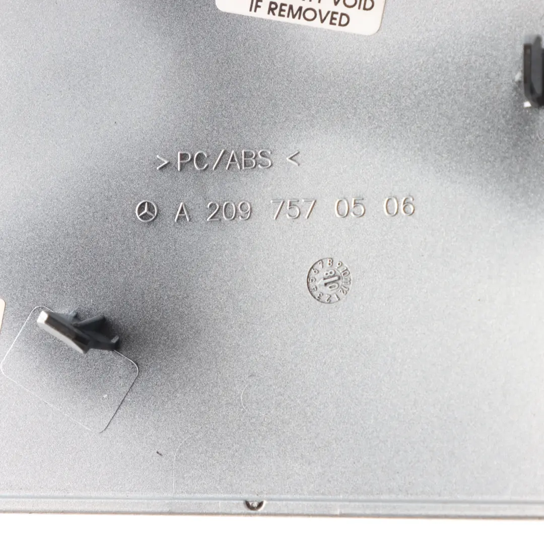 Roof Hinge Cover Left N/S Iridium Silver Metallic 775 to Mercedes W209 Cabrio with Part number A2097570506 Mercedes W209 Cabrio Roof Hinge Cover Left N/S Iridium Silver Metallic 775 - SKU A2097570506-IRS - Part number A2097570506