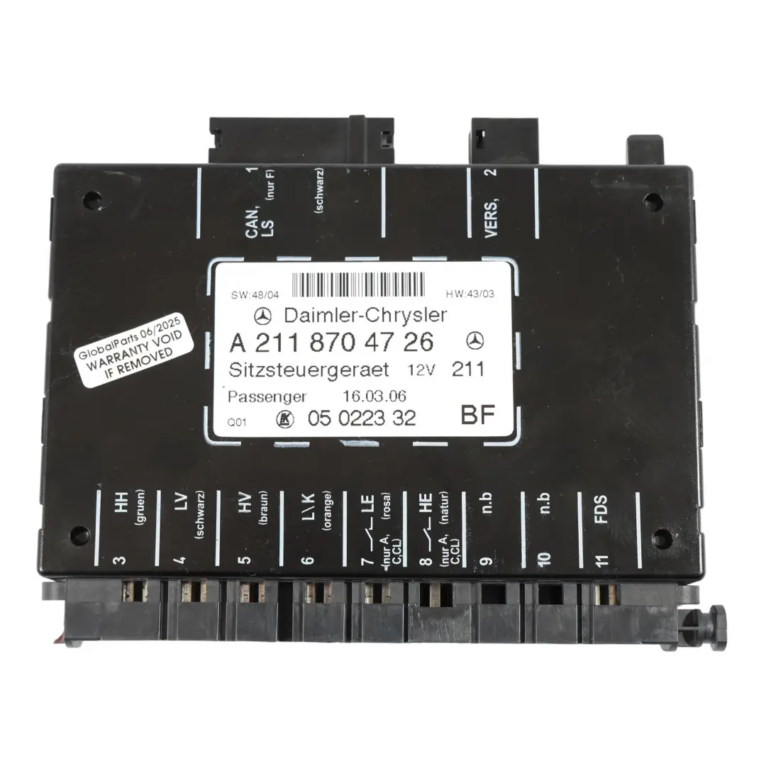 Module siège Mercedes W203 CLK W209 W211 Unité mémoire frontale pour à propos du numéro de pièce A2118704726 Module siège Mercedes W203 CLK W209 W211 Unité mémoire frontale - SKU A2118704726 - Numéro de pièce A2118704726