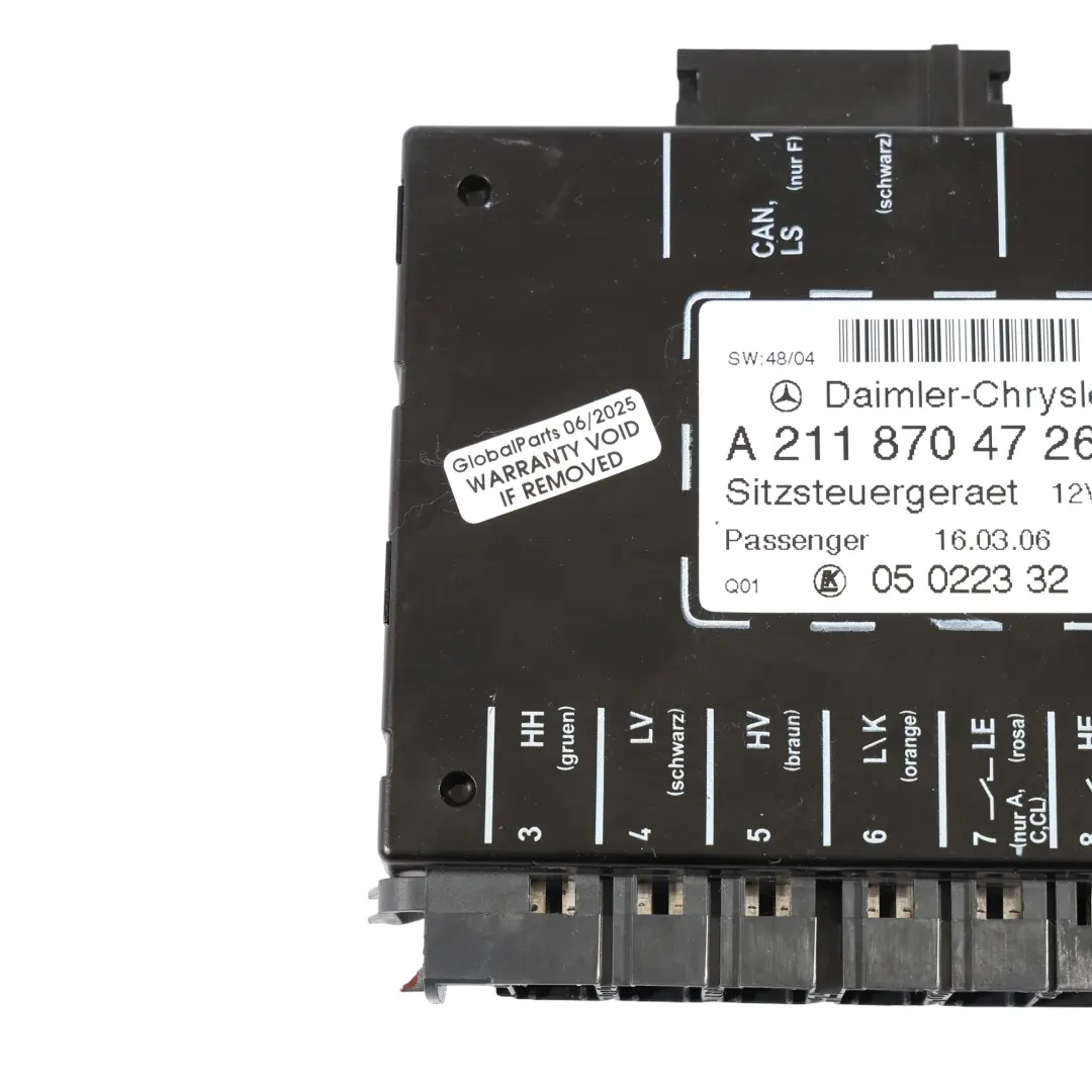 Module siège Mercedes W203 CLK W209 W211 Unité mémoire frontale pour à propos du numéro de pièce A2118704726 Module siège Mercedes W203 CLK W209 W211 Unité mémoire frontale - SKU A2118704726 - Numéro de pièce A2118704726