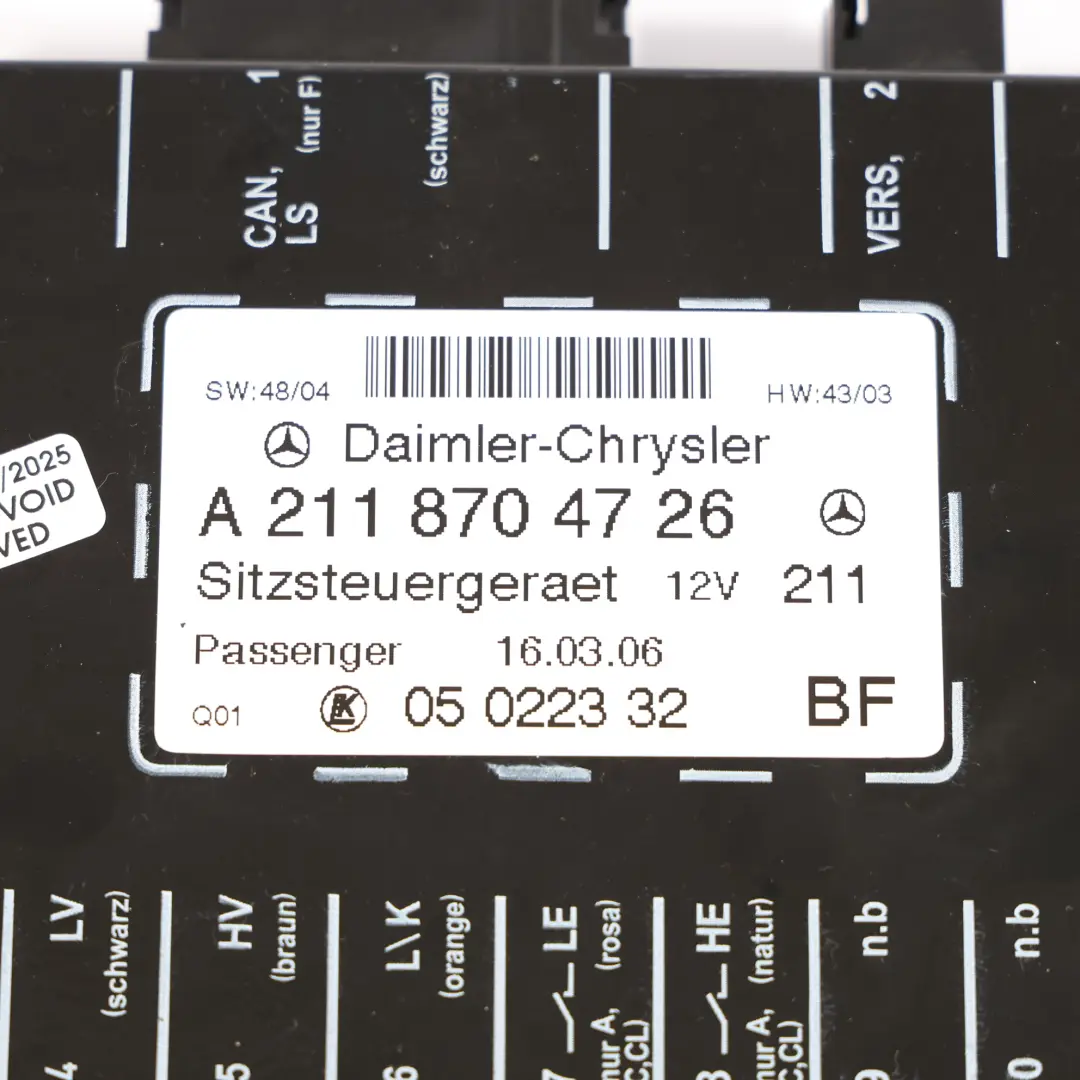 Module siège Mercedes W203 CLK W209 W211 Unité mémoire frontale pour à propos du numéro de pièce A2118704726 Module siège Mercedes W203 CLK W209 W211 Unité mémoire frontale - SKU A2118704726 - Numéro de pièce A2118704726