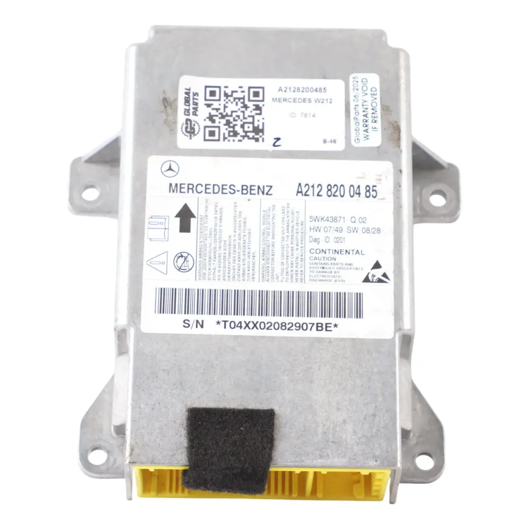 SRS Air Module Crash Control Unit ECU to Mercedes W212 with Part number A2128200485 Mercedes W212 SRS Air Module Crash Control Unit ECU - SKU A2128200485 - Part number A2128200485