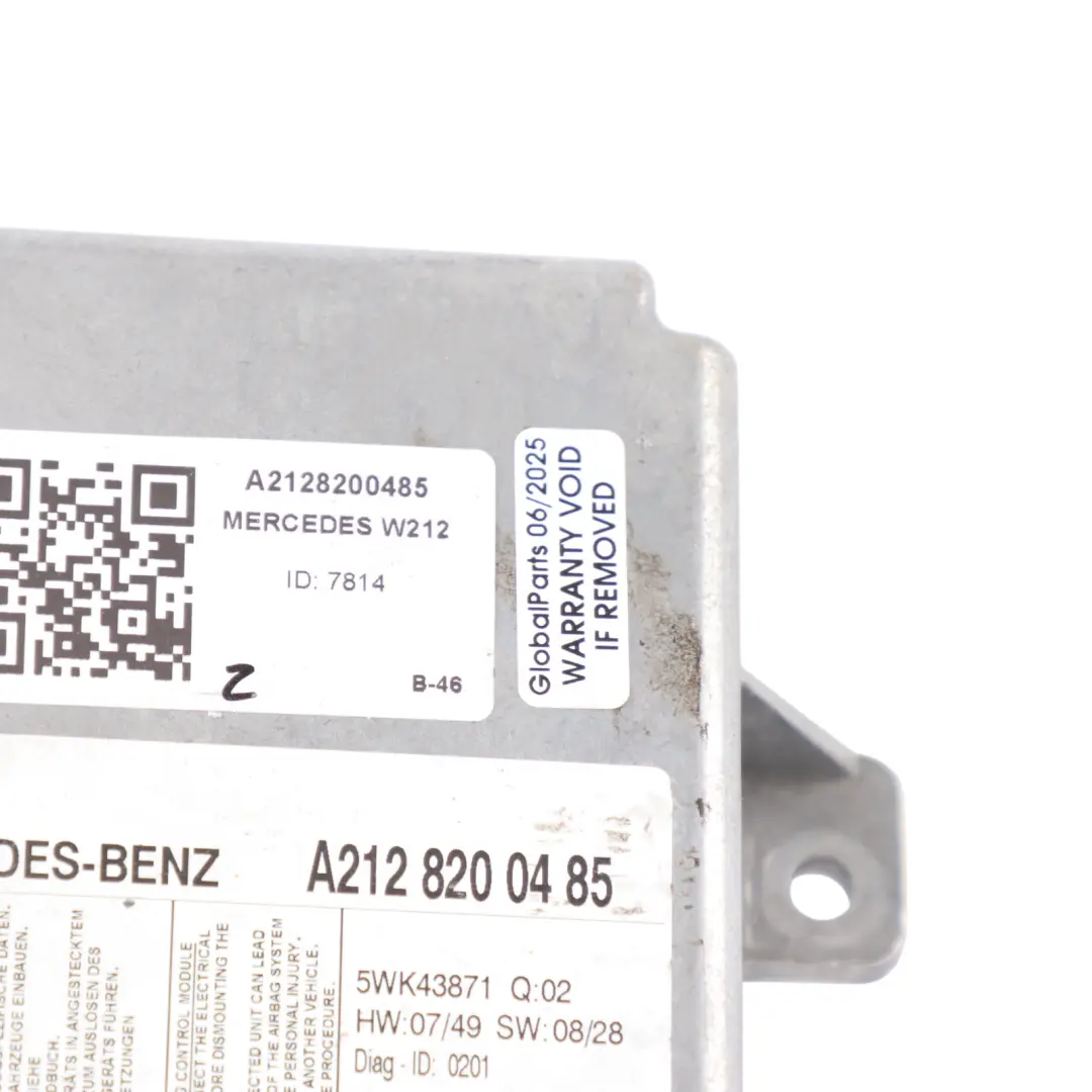Mercedes W212 SRS Air Module Crash Control Unit ECU - SKU A2128200485 - Part number A2128200485