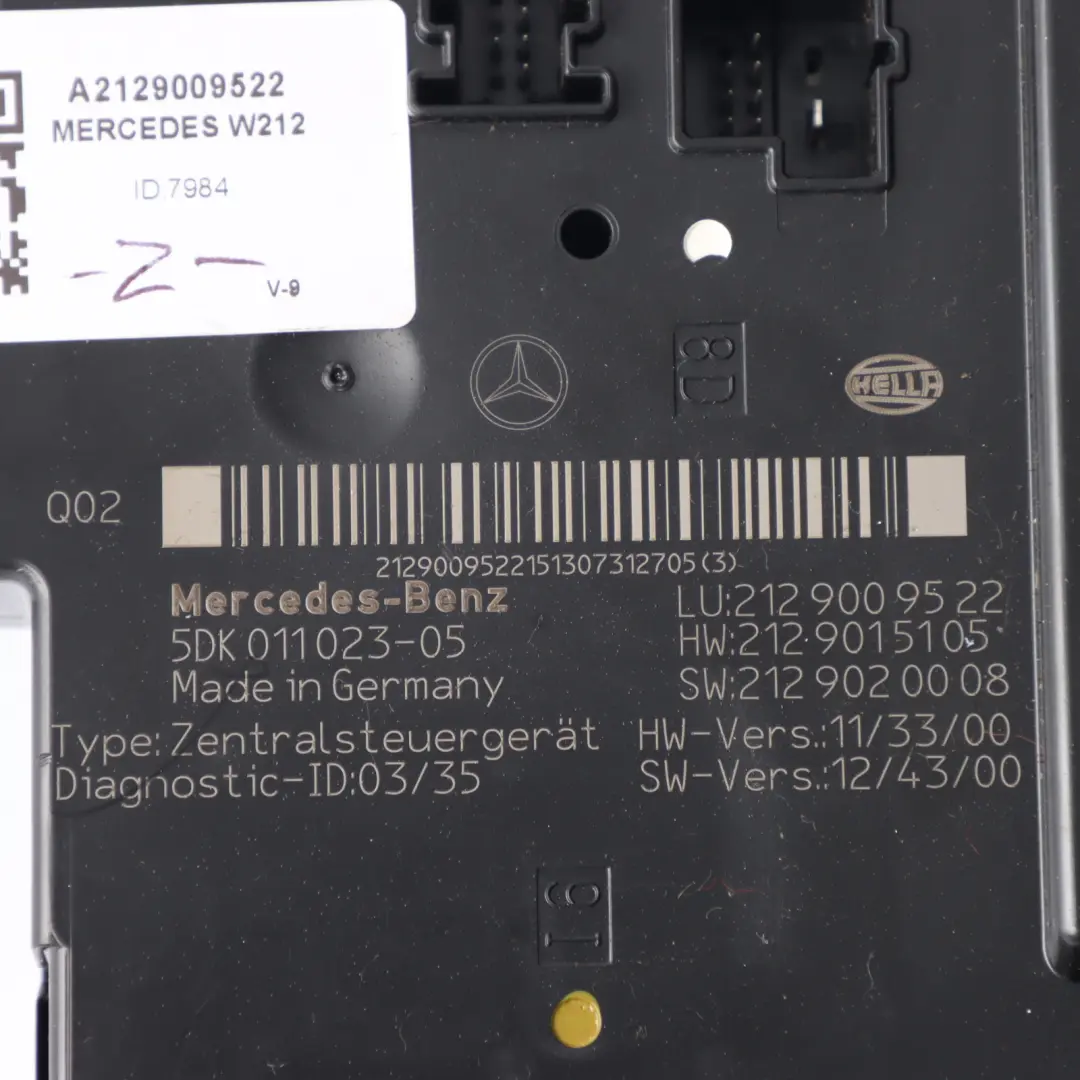 Mercedes W212 Modulo SAM Posteriore Scatola Fusibili Relè - SKU A2129009522 - Numero di parte A2129009522