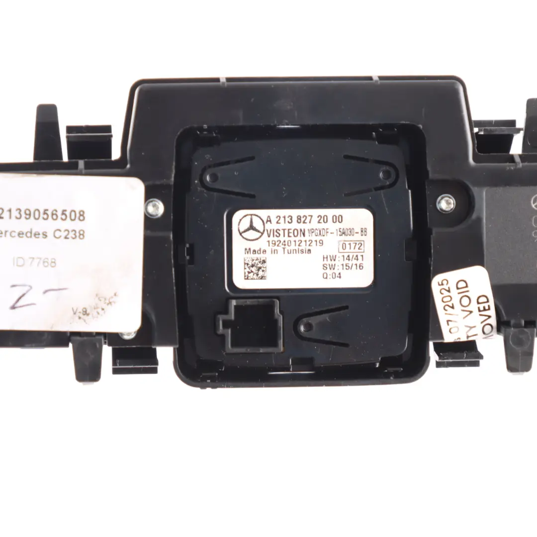 Control Panel Media Hazard Switch Clock to Mercedes W213 C238 Dash with Part number A2139056508 Mercedes W213 C238 Dash Control Panel Media Hazard Switch Clock - SKU A2139056508 - Part number A2139056508