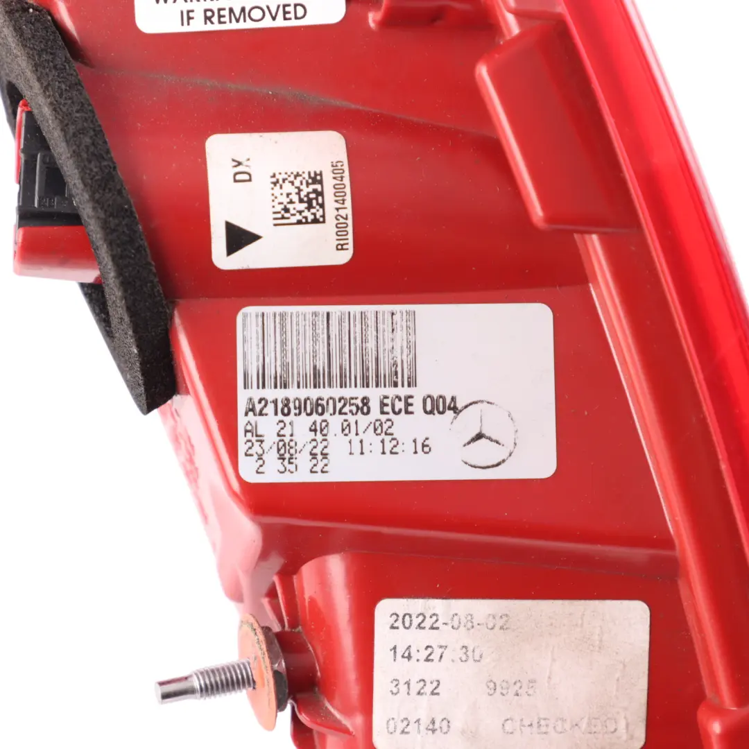 Tail Light Lamp Rear Side Lighting Panel Right O/S to Mercedes C218 with Part number A2189060258 Mercedes C218 Tail Light Lamp Rear Side Lighting Panel Right O/S - SKU A2189060258 - Part number A2189060258