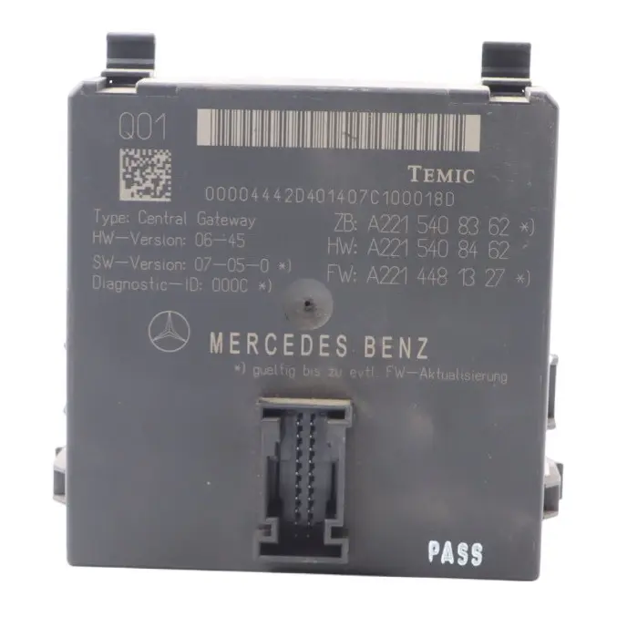 Gateway Control Unit Module ECU to Mercedes C216 W221 with Part number A2215408362 Mercedes C216 W221 Gateway Control Unit Module ECU - SKU A2215408362 - Part number A2215408362