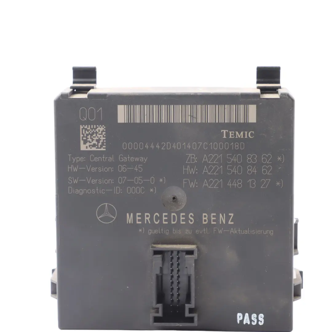 Gateway Control Unit Module ECU to Mercedes C216 W221 with Part number A2215408362 Mercedes C216 W221 Gateway Control Unit Module ECU - SKU A2215408362 - Part number A2215408362