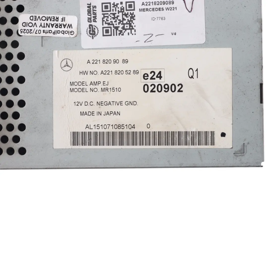 Final Stage Speaker Booster Amplifier Sound System to Mercedes W221 with Part number A2218209089 Mercedes W221 Final Stage Speaker Booster Amplifier Sound System - SKU A2218209089 - Part number A2218209089