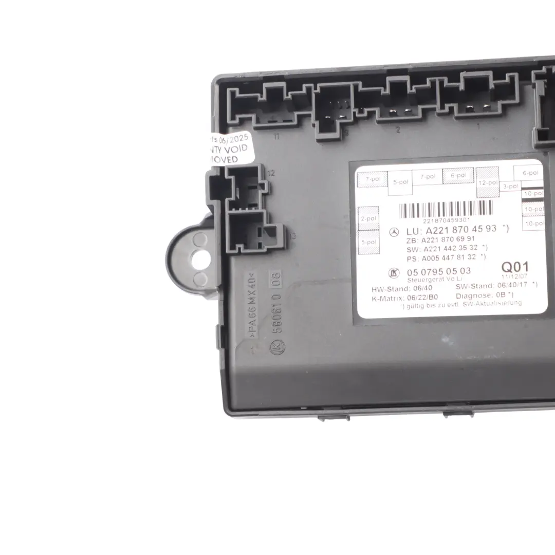 Mercedes W221 Front Door Control Unit Module Left N/S - SKU A2218704593 - Part number A2218704593