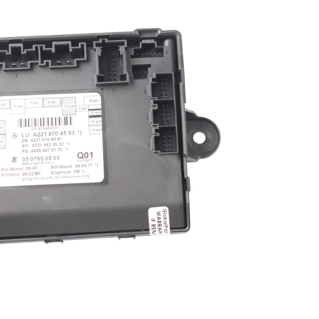 Mercedes W221 Front Door Control Unit Module Left N/S - SKU A2218704593 - Part number A2218704593