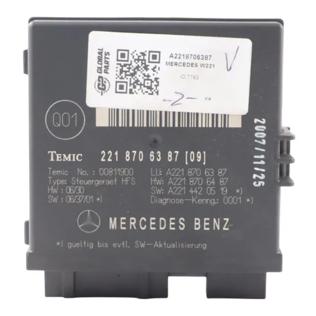 Trunk Release Remote Open Close Module Control Unit to Mercedes W221 with Part number A2218706387 Mercedes W221 Trunk Release Remote Open Close Module Control Unit - SKU A2218706387 - Part number A2218706387