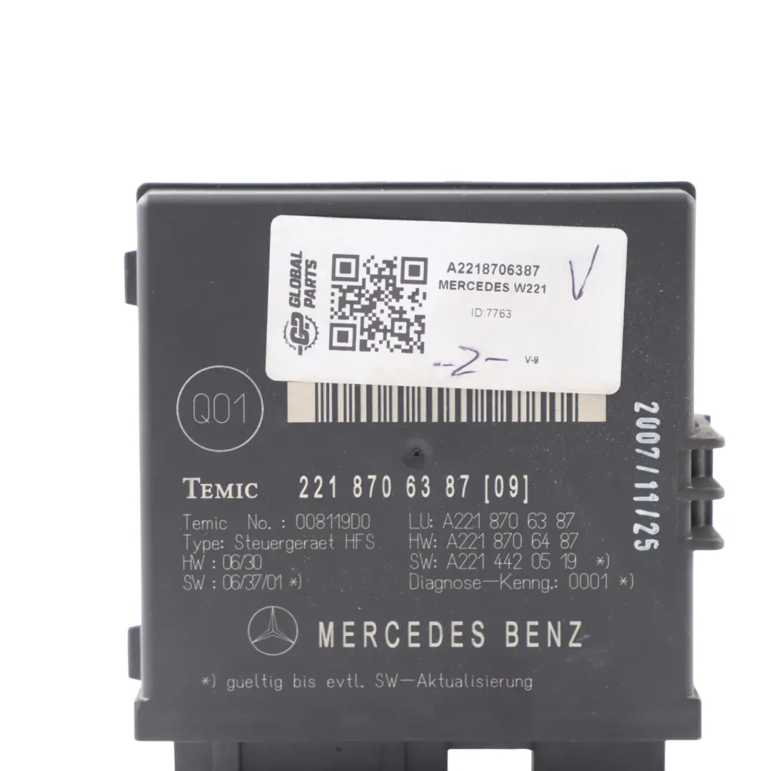 Mercedes W221 Trunk Release Remote Open Close Module Control Unit - SKU A2218706387 - Part number A2218706387