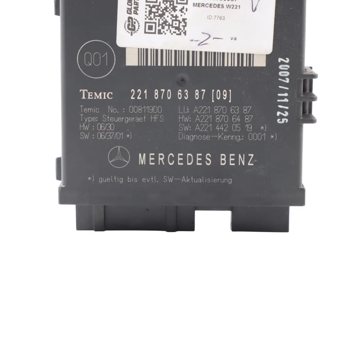 Mercedes W221 Trunk Release Remote Open Close Module Control Unit - SKU A2218706387 - Part number A2218706387