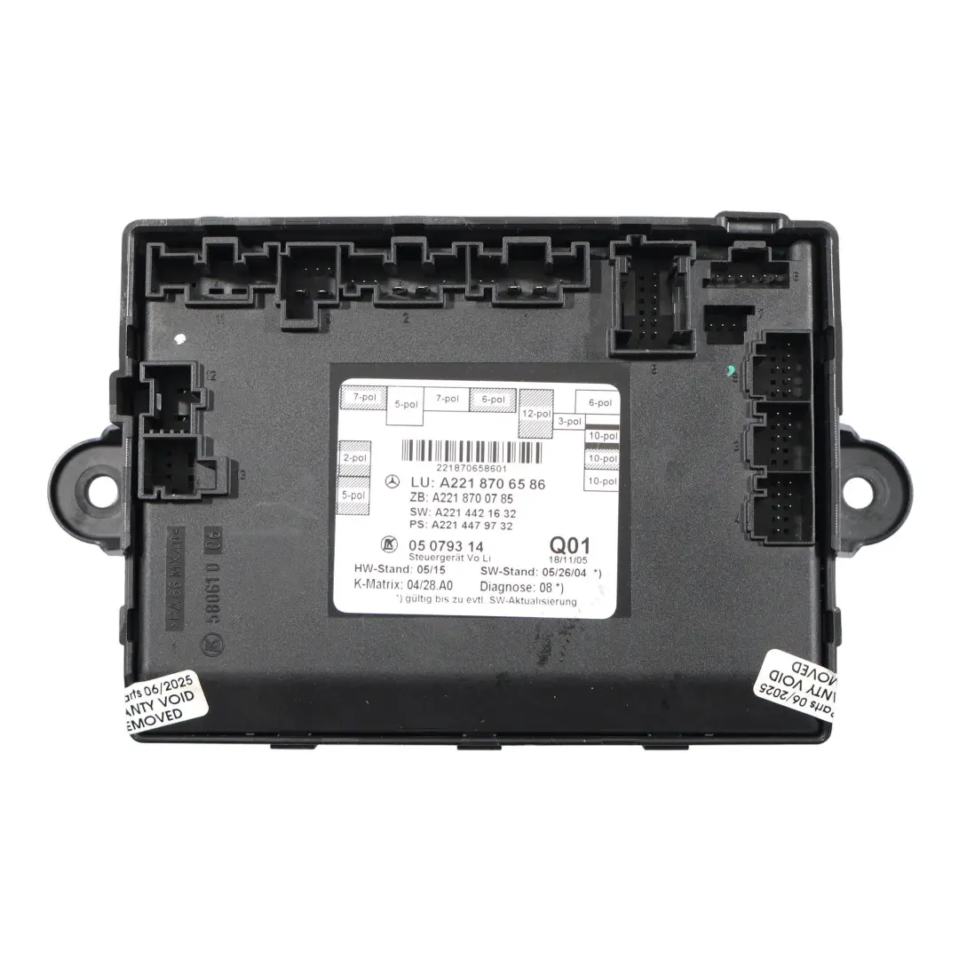 Module De Commande De Porte Avant Gauche ECU pour Mercedes W221 à propos du numéro de pièce A2218706586 Mercedes W221 Module De Commande De Porte Avant Gauche ECU - SKU A2218706586 - Numéro de pièce A2218706586