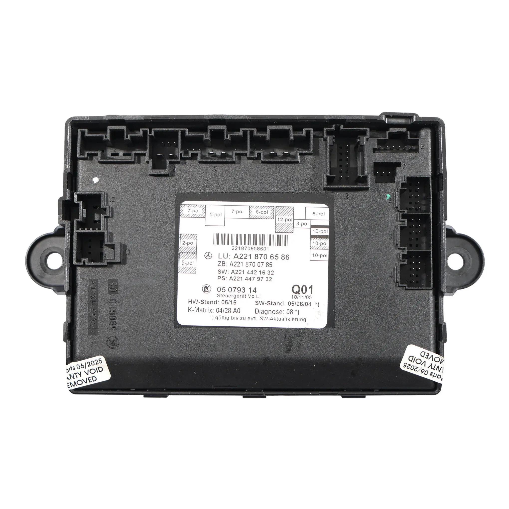 Mercedes W221 Módulo De Control De La Puerta Delantera Izquierda ECU A2218706586