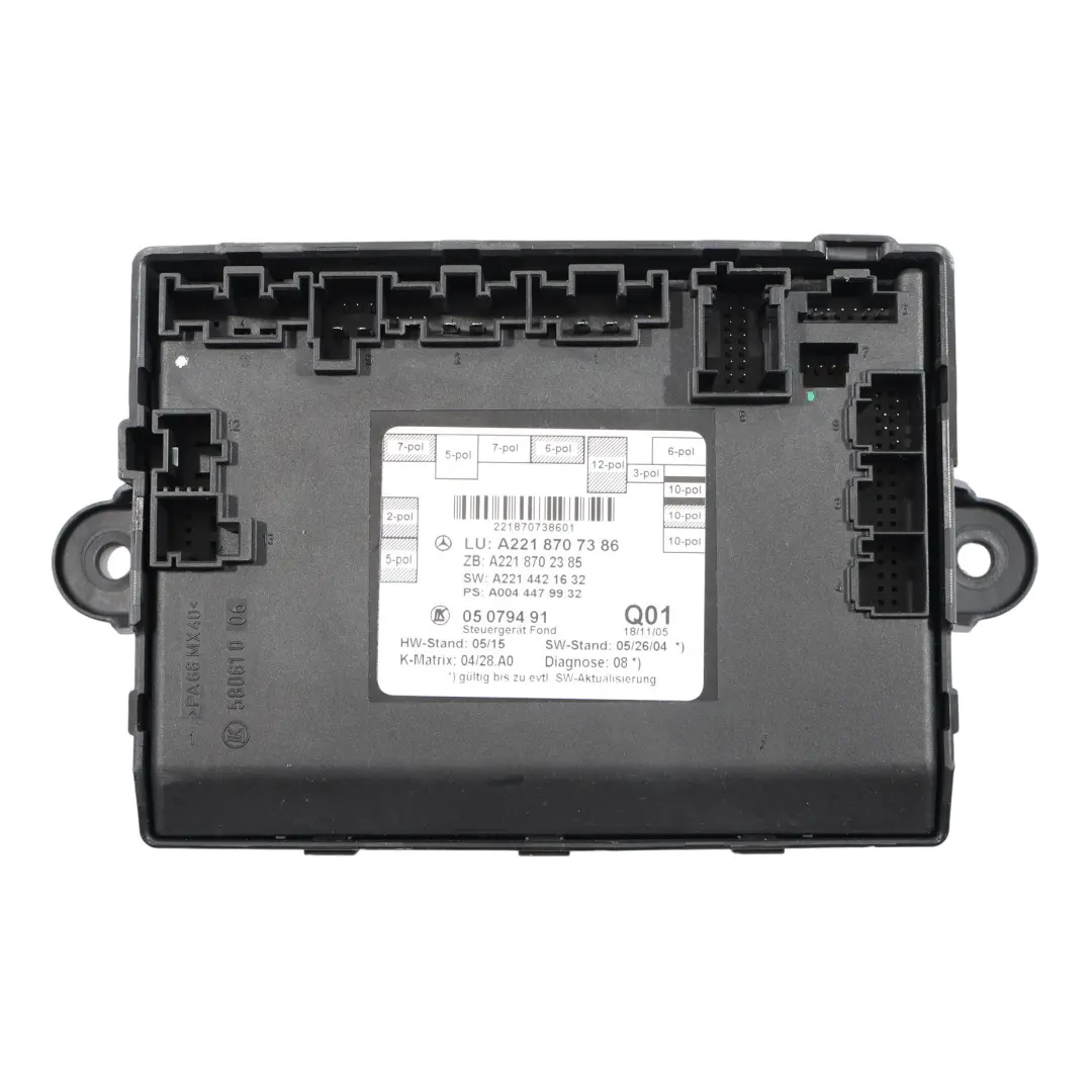 Mercedes W221 Door Control Unit Module Right Rear O/S - SKU A2218707386 - Part number A2218707386