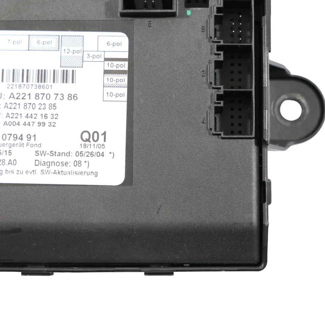 Mercedes W221 Door Control Unit Module Right Rear O/S - SKU A2218707386 - Part number A2218707386