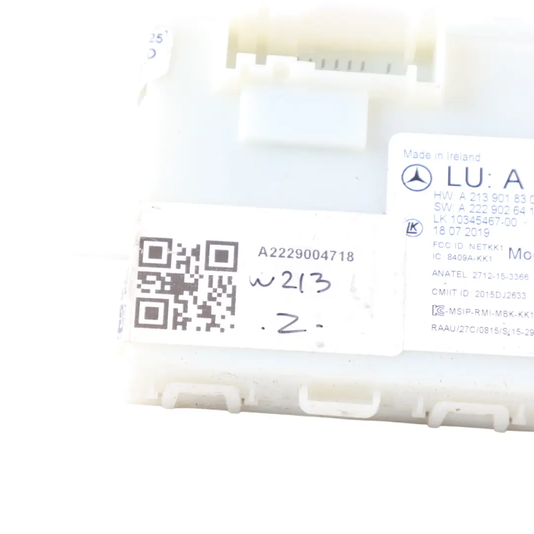 Keyless Go Entry Central Lock Control Module Unit ECU to Mercedes W213 with Part number A2229004718 Mercedes W213 Keyless Go Entry Central Lock Control Module Unit ECU - SKU A2229004718 - Part number A2229004718