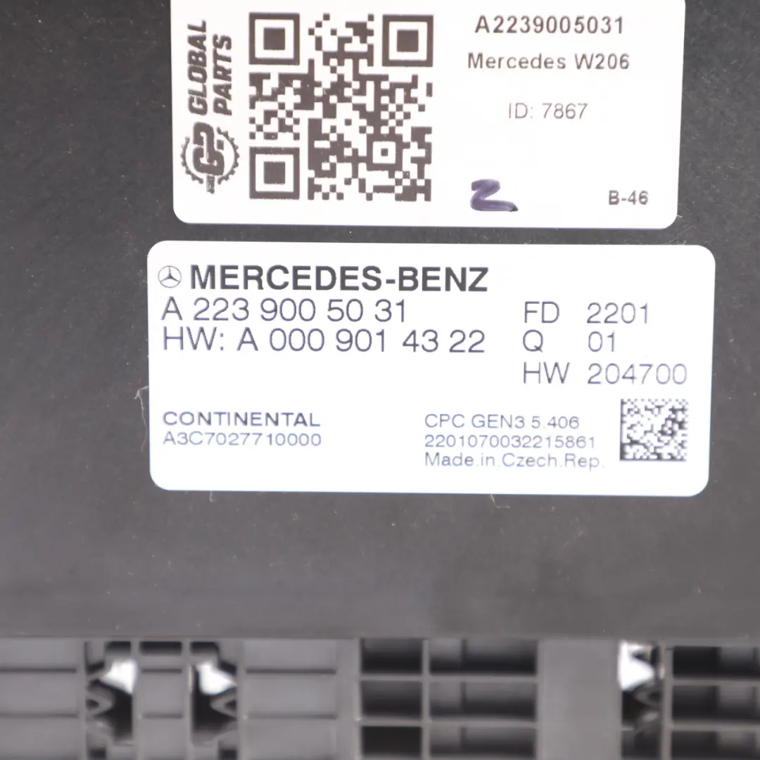 Mercedes W206 Gearbox Transmission Control Module ECU A0009014322 - SKU A2239005031 - Part number A2239005031