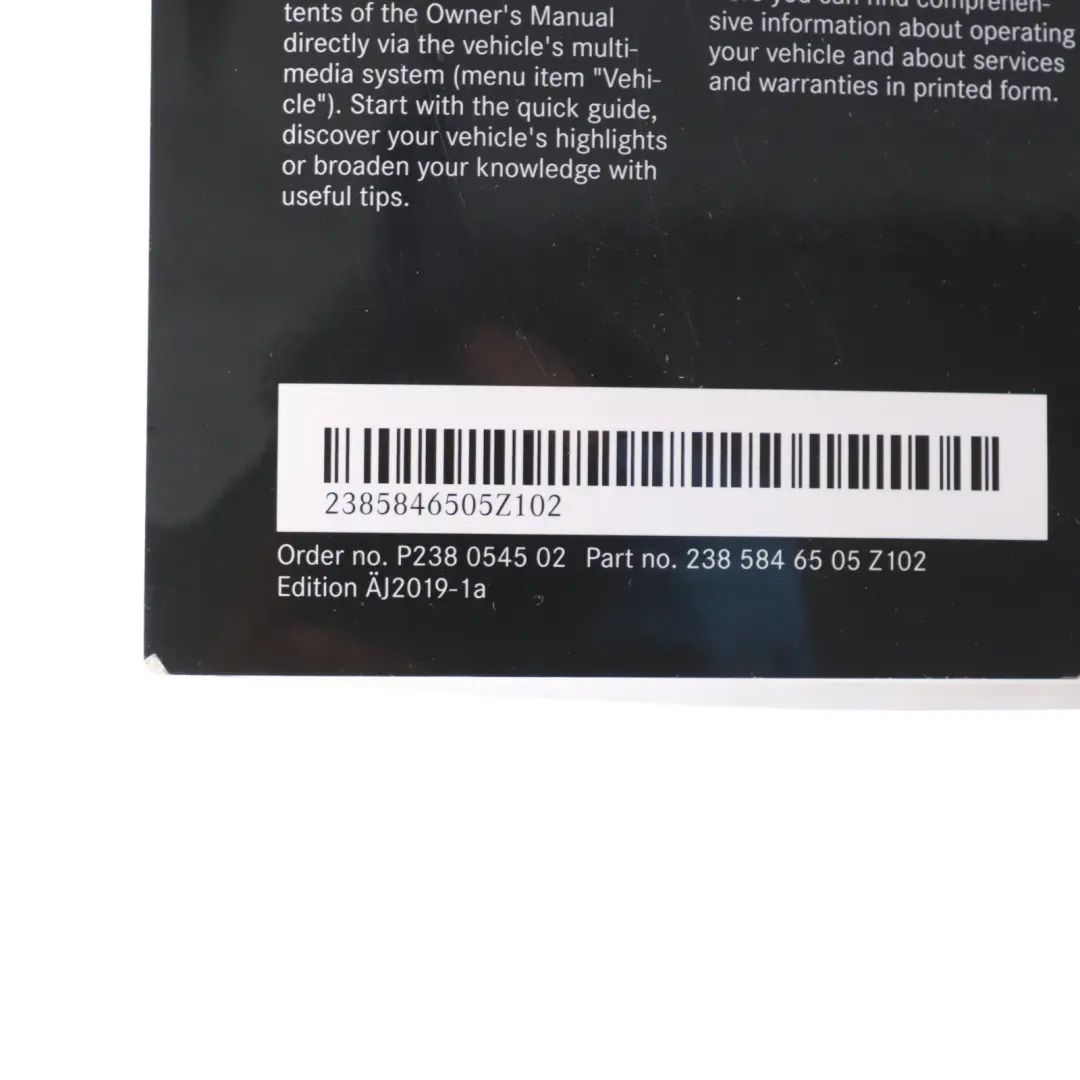 Document Case Mercedes C238 Owners's Manual Leather Wallet to with Part number A2385846505 Document Case Mercedes C238 Owners's Manual Leather Wallet - SKU A2385846505 - Part number A2385846505