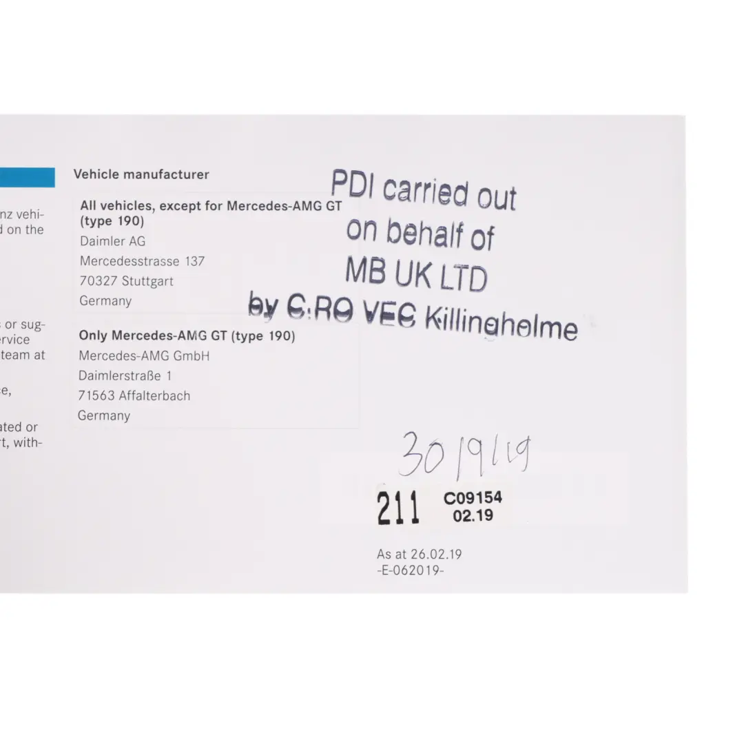 Document Case Mercedes C238 Owners's Manual Leather Wallet to with Part number A2385846505 Document Case Mercedes C238 Owners's Manual Leather Wallet - SKU A2385846505 - Part number A2385846505