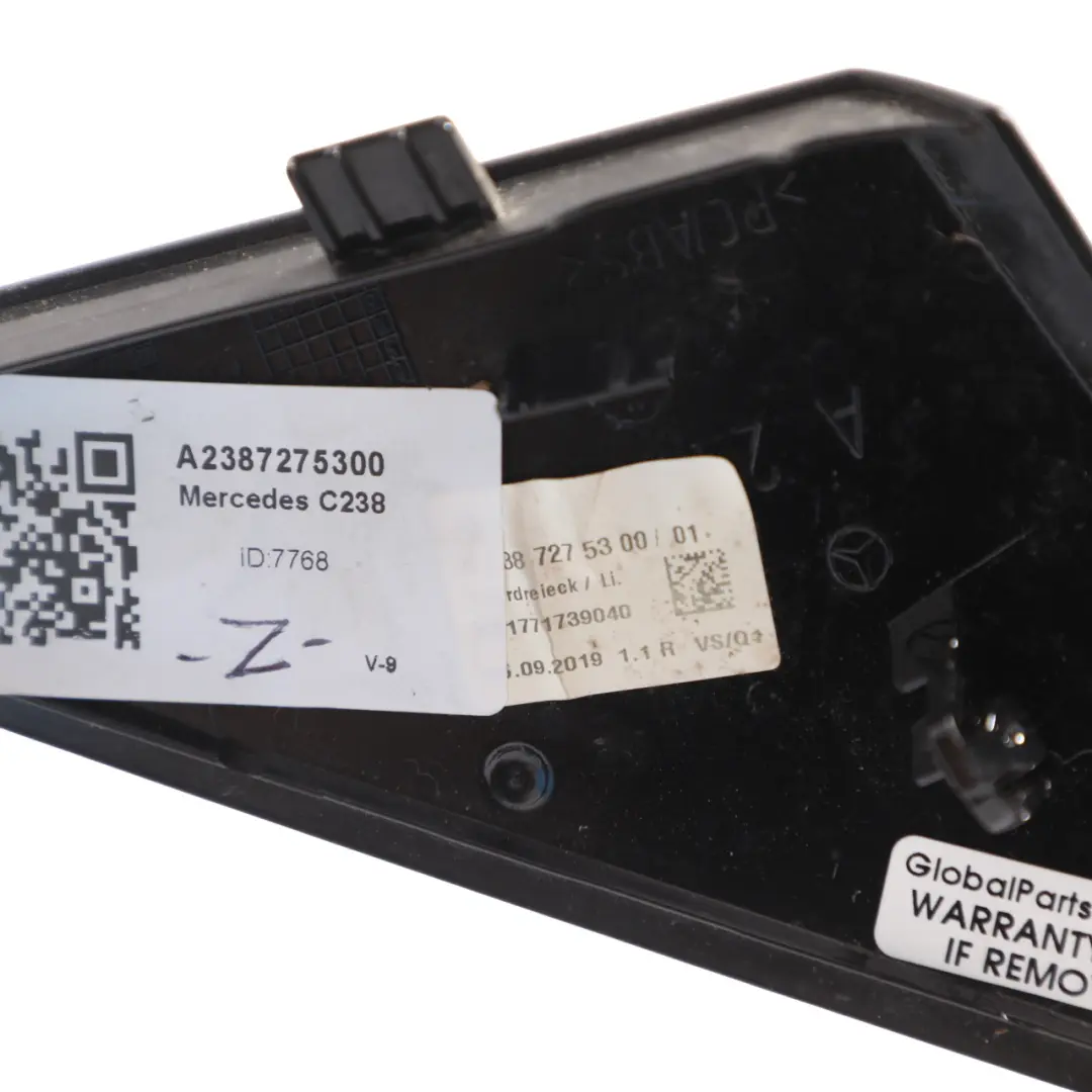 Wing Mirror Interior Cover Trim Triangle Left N/S to Mercedes C238 with Part number A2387275300 Mercedes C238 Wing Mirror Interior Cover Trim Triangle Left N/S - SKU A2387275300 - Part number A2387275300