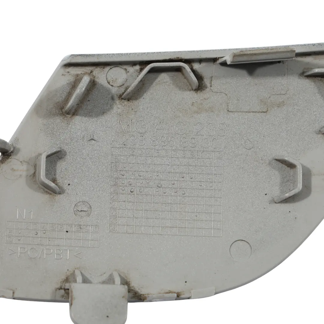 Bumper Flap Towing Eye Cover Diamond White-799 to Mercedes C238 Rear with Part number A2388858900 Mercedes C238 Rear Bumper Flap Towing Eye Cover Diamond White-799 - SKU A2388858900-DWM - Part number A2388858900
