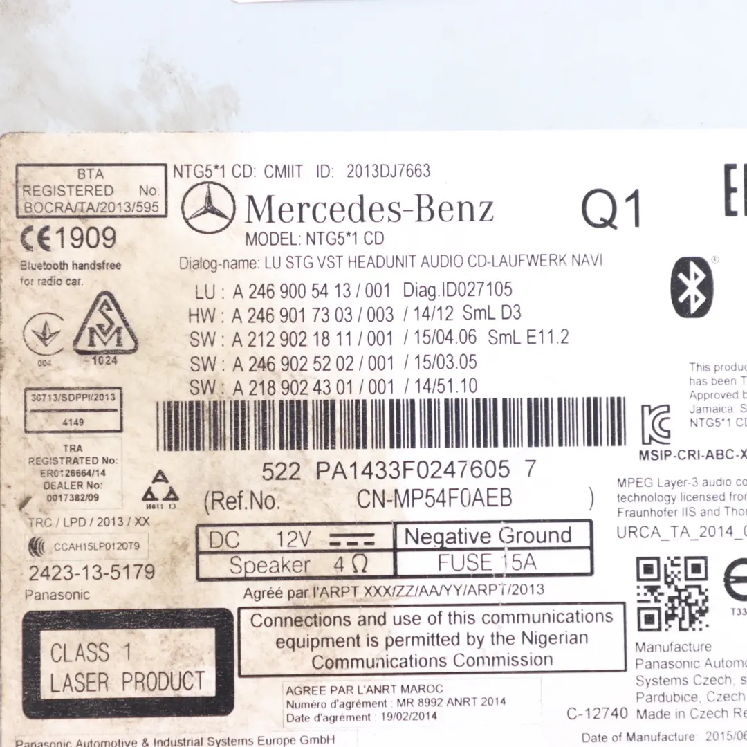 Head Unit Radio Player Control Module Becker to Mercedes C117 with Part number A2469005413 Mercedes C117 Head Unit Radio Player Control Module Becker - SKU A2469005413 - Part number A2469005413