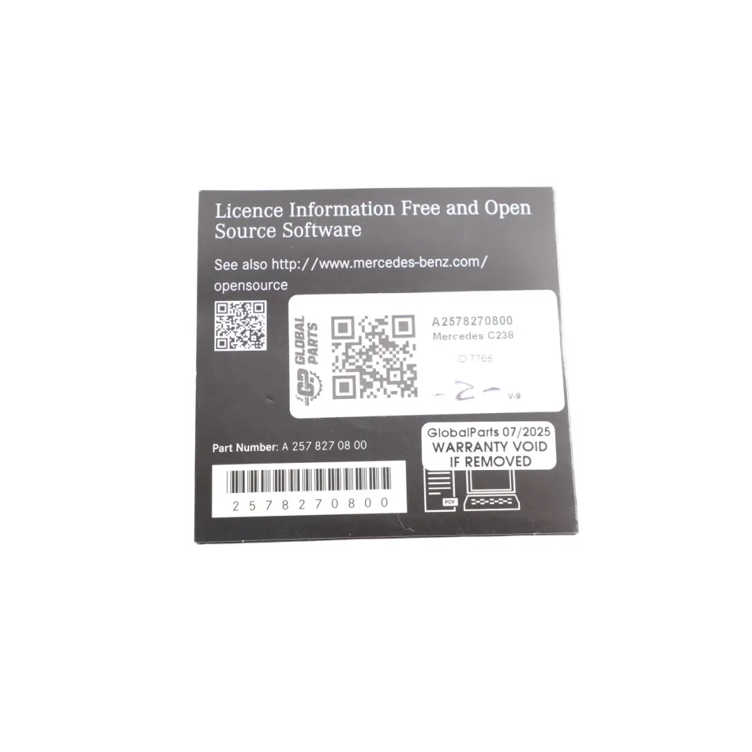 Mercedes W213 C238 License Information Free Open Source Software - SKU A2578270800 - Part number A2578270800