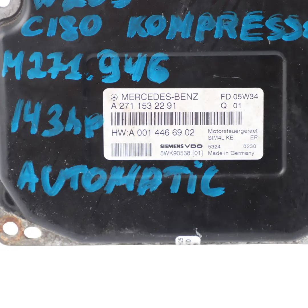 C180 143HP Kompressor M271.946 Engine ECU Automatic to Mercedes S203 with Part number A2711532291 Mercedes S203 C180 143HP Kompressor M271.946 Engine ECU Automatic - SKU A2711532291-1 - Part number A2711532291