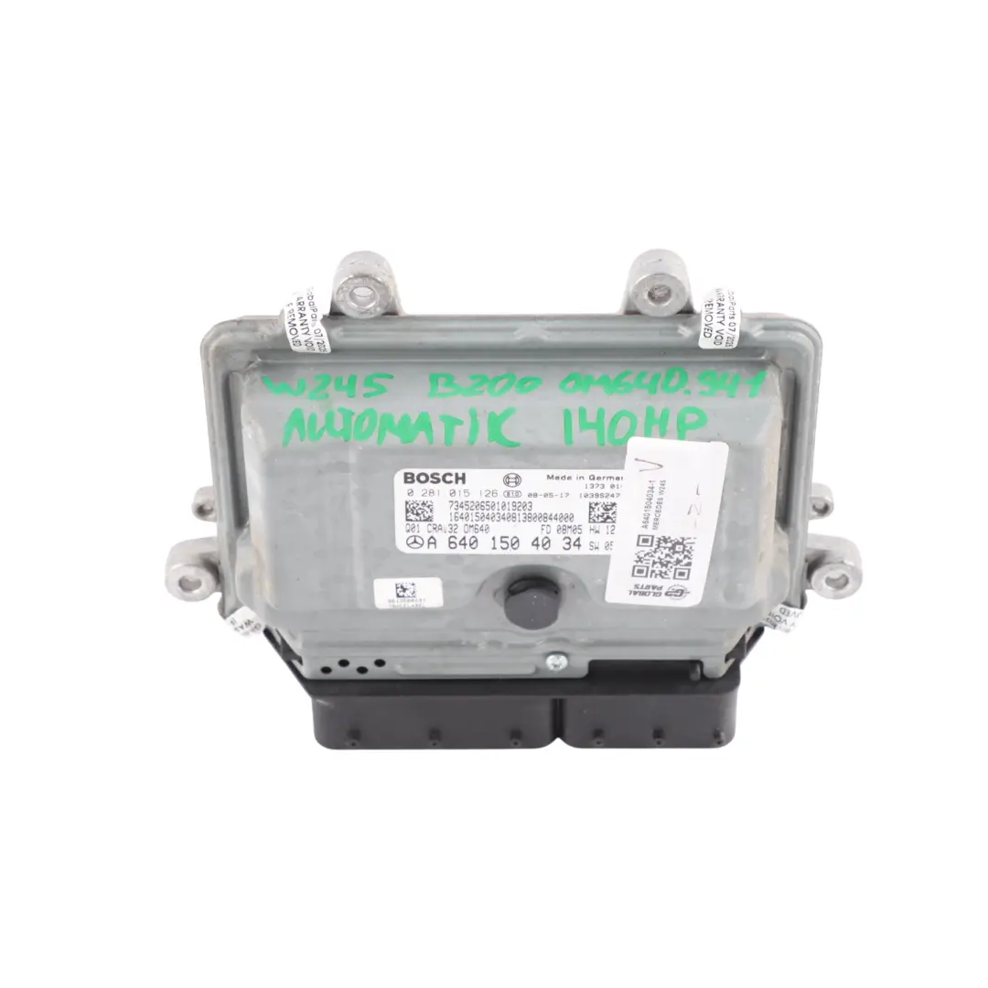 Mercedes W245 B200 OM640.941 140HP Kit ECU Control Motor Automático - SKU A6401504034-1 - Número de pieza A6401504034