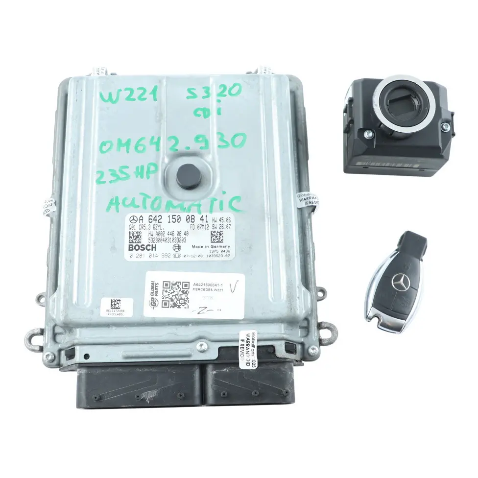 Mercedes W221 S320 CDI OM642.930 235HP Engine ECU Kit A6421500841 Key Automatic