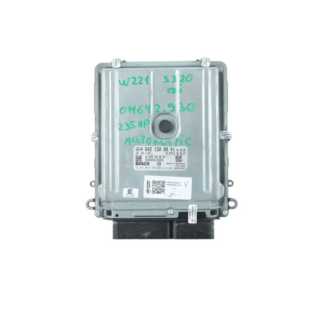Mercedes W221 S320 CDI OM642.930 235HP Engine ECU Kit Key Automatic - SKU A6421500841-1 - Part number A6421500841