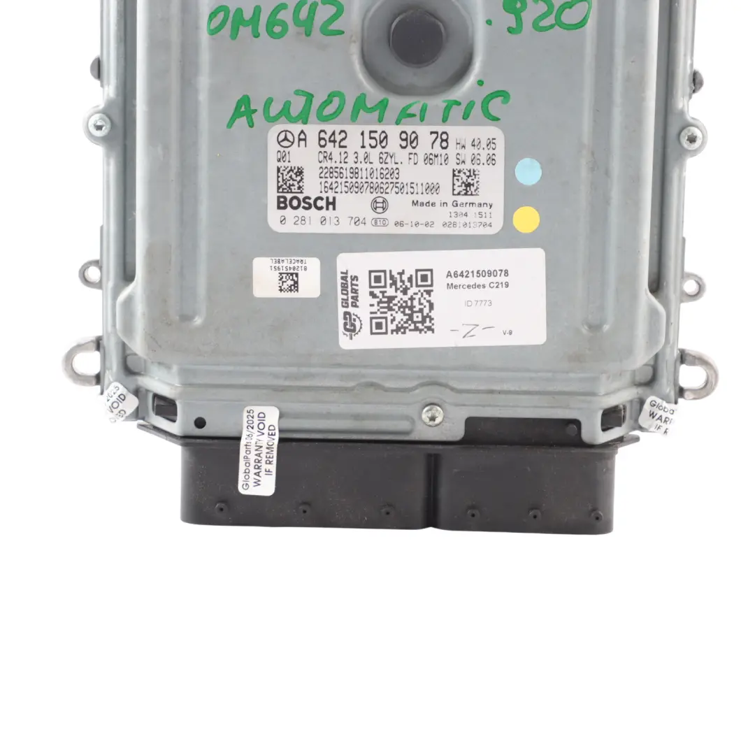 Mercedes C219 CLS320 CDI OM642.920 224HP Engine Module ECU Automatic - SKU A6421509078 - Part number A6421509078
