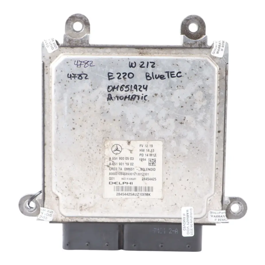 E220CDI BlueTec OM651.924 177HP Engine ECU Automatic to Mercedes W212 with Part number A6519000503 Mercedes W212 E220CDI BlueTec OM651.924 177HP Engine ECU Automatic - SKU A6519000503-2 - Part number A6519000503