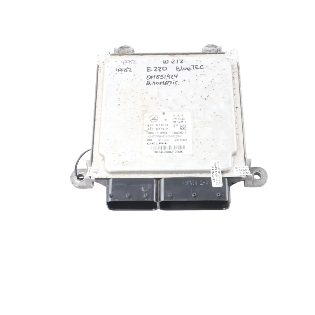 E220CDI BlueTec OM651.924 177HP Engine ECU Automatic to Mercedes W212 with Part number A6519000503 Mercedes W212 E220CDI BlueTec OM651.924 177HP Engine ECU Automatic - SKU A6519000503-2 - Part number A6519000503