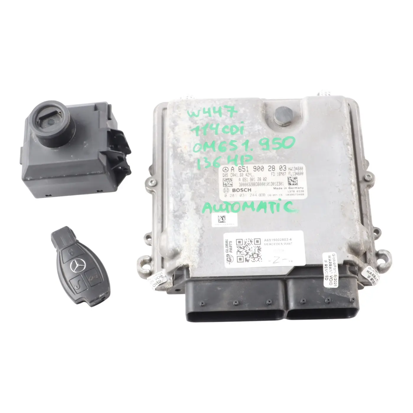 Mercedes W447 114 CDI OM651.950 136HP Engine Unit ECU Kit A6519002803 Automatic
