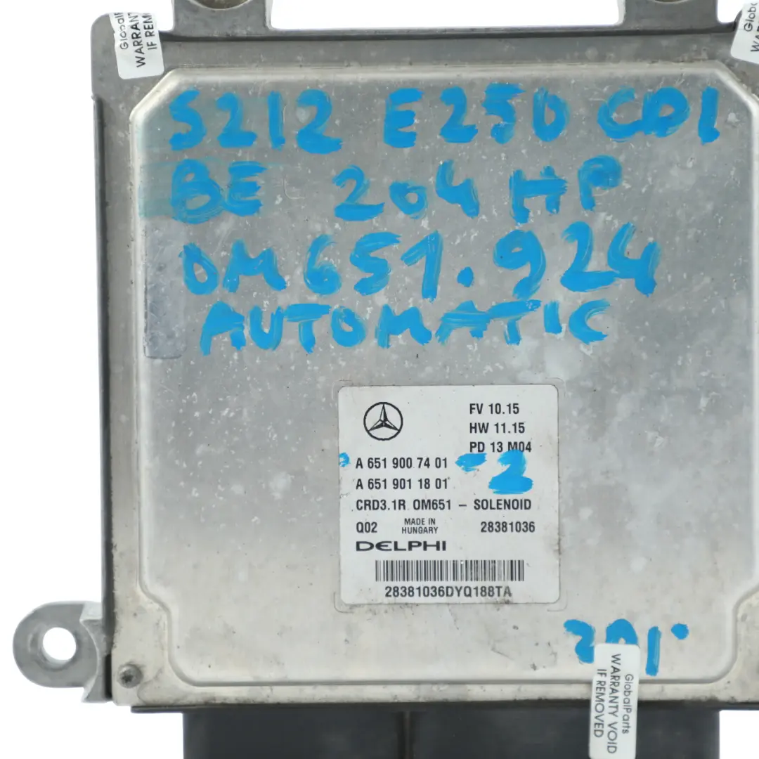 E250CDI Blue Efficiency OM651.924 204KM ECU Klucz do Mercedes W212 o numerze A6519007401 Mercedes W212 E250CDI Blue Efficiency OM651.924 204KM ECU Klucz - SKU A6519007401-9 - Numer Części A6519007401