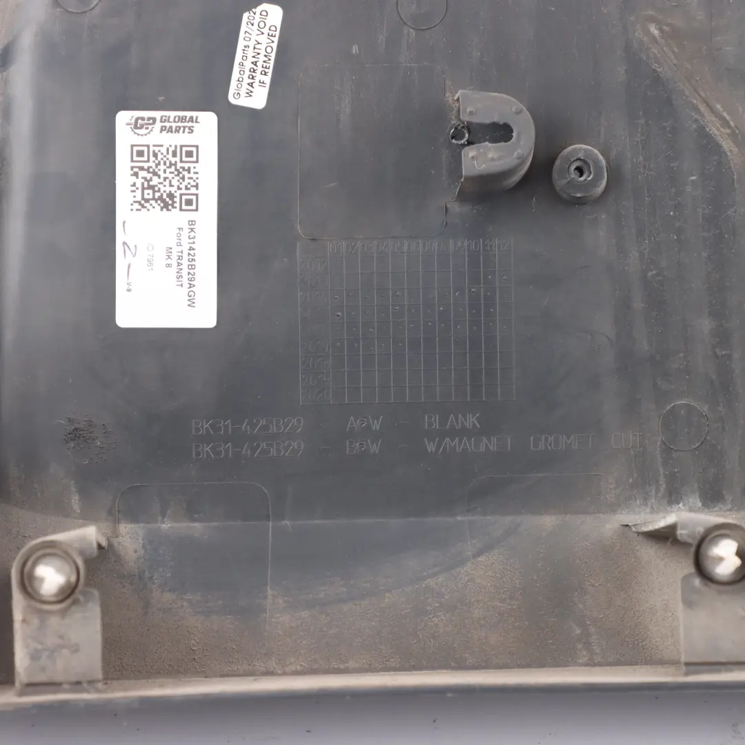 Ford Transit 8 Number Plate Holder Rear Left N/S Boot Door Trim BK31-425B29-AGW - SKU BK31425B29AGW - Part number BK31425B29AGW